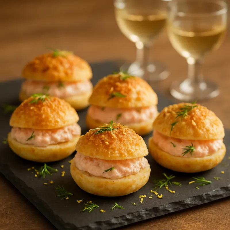Pão de Queijo Gratinado com Salmão