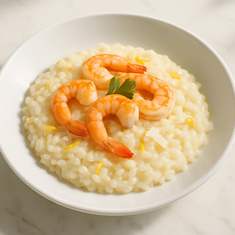 Risoto de Camarão ao Limão Siciliano